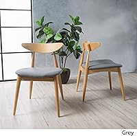 Vista 4 de GDFStudio Christopher Knight Home Barron - Sillas de comedor de tela con acabado de roble, juego de 2 piezas, gris y roble