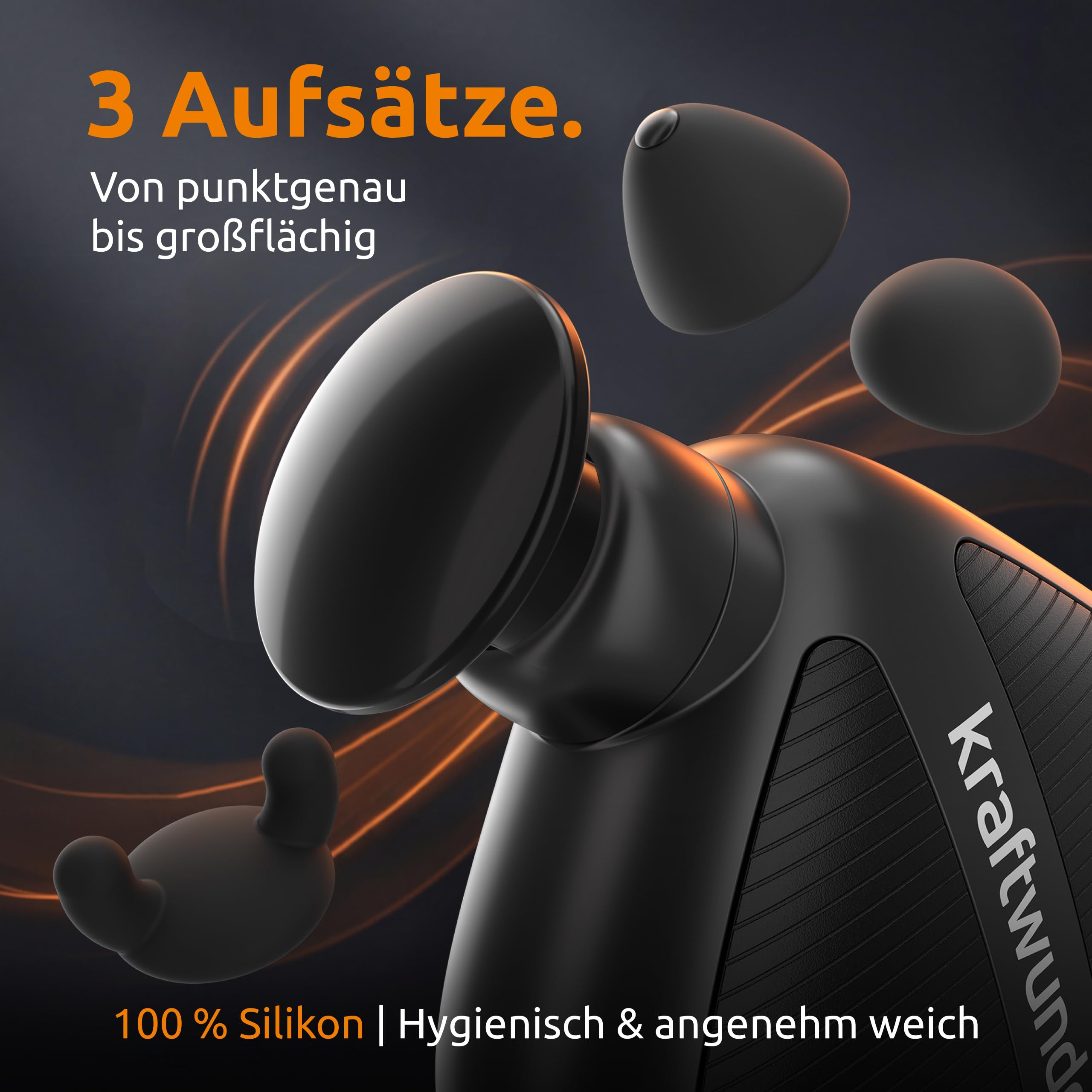 Mini Massagepistole - Kompakt & flüsterleise für Nacken, Rücken & Triggerpunkte - Effektive Tiefenwirkung mit 6 mm Hub, 4 Stufen, 230 g leicht, USB-C, inkl. Case & Silikonköpfe (Schwarz)