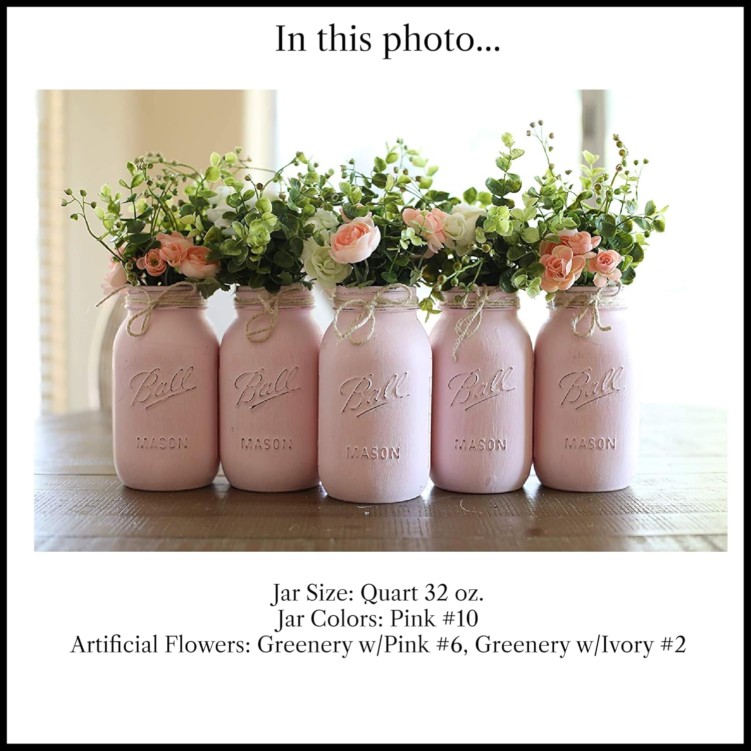 5 Mason Jar Centerpieces with Flowers, Painted Mason Jar Centerpieces for Bridal Shower Centerpieces for Tables, Painted Mason Jars for Bridal Shower Centerpiece, Rustic Bridal Shower Centerpieces