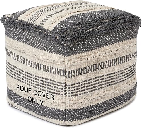 Miniatura 13 de Redearth - Puf otomano sin relleno Charm Chevron Negro,Gris pardo geométrico (bajo),Artesanía geométrica negra,Diamantes lineales negros,Precis