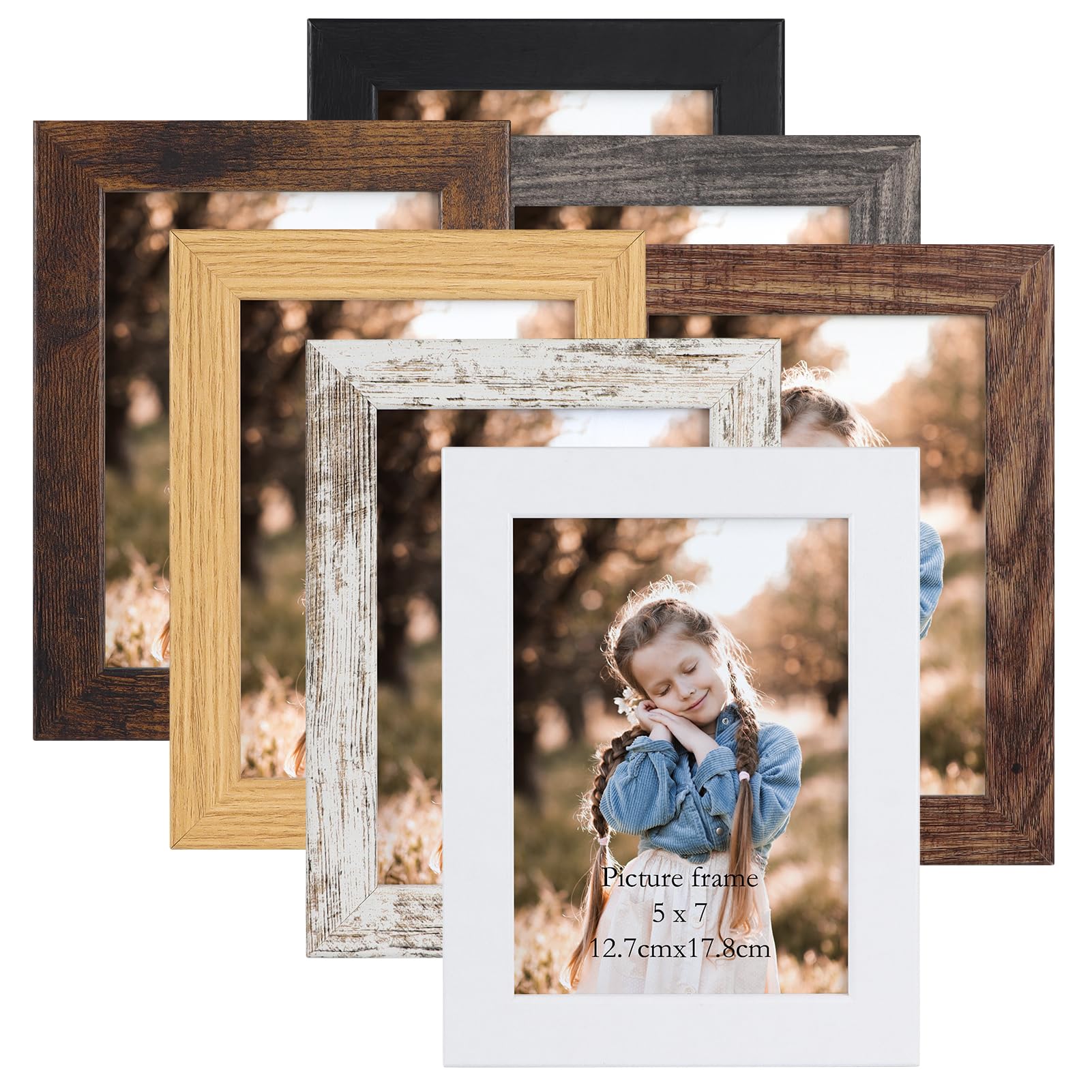 Amazon.com - PETAFLOP 5x7 Picture Frame Set of 7, Wooden Rustic
