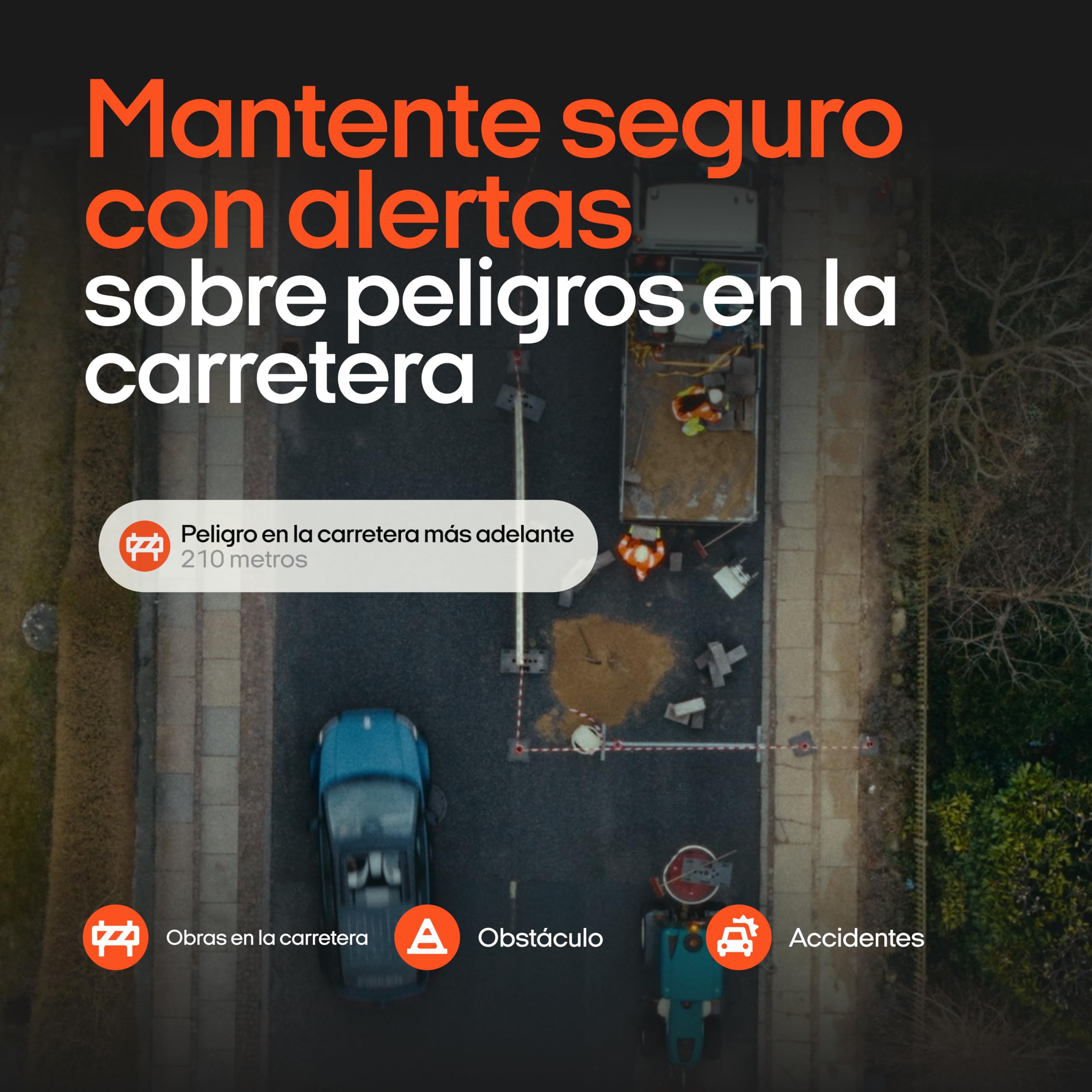 OOONO Co-Driver 1 – Alertas de Peligro en Tiempo Real, Sin Suscripción, Batería Litio 3V, Compatible con Apple CarPlay y Android Auto