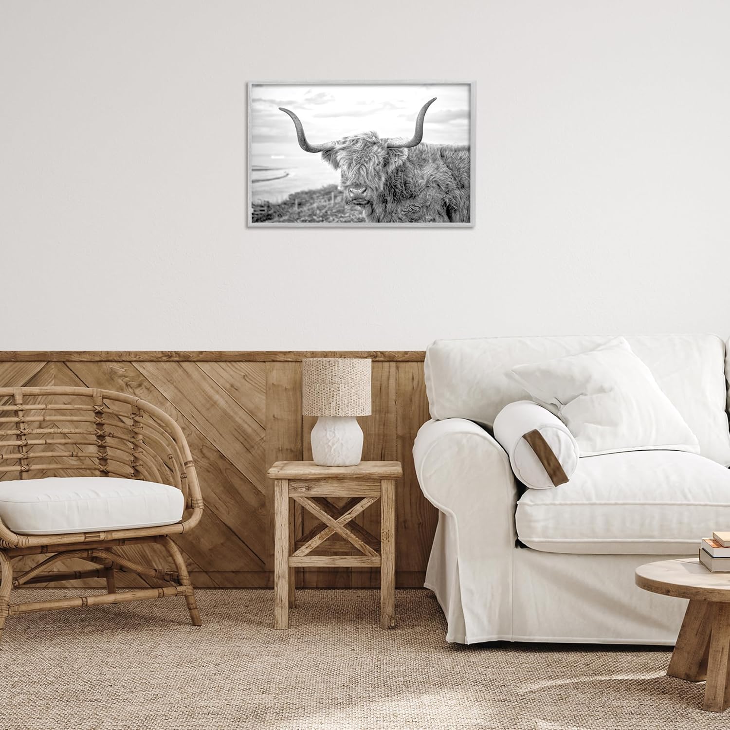 Stupell Industries Traditional Fuzzy Cattle Framed Giclee Art Design by Jasper Huish