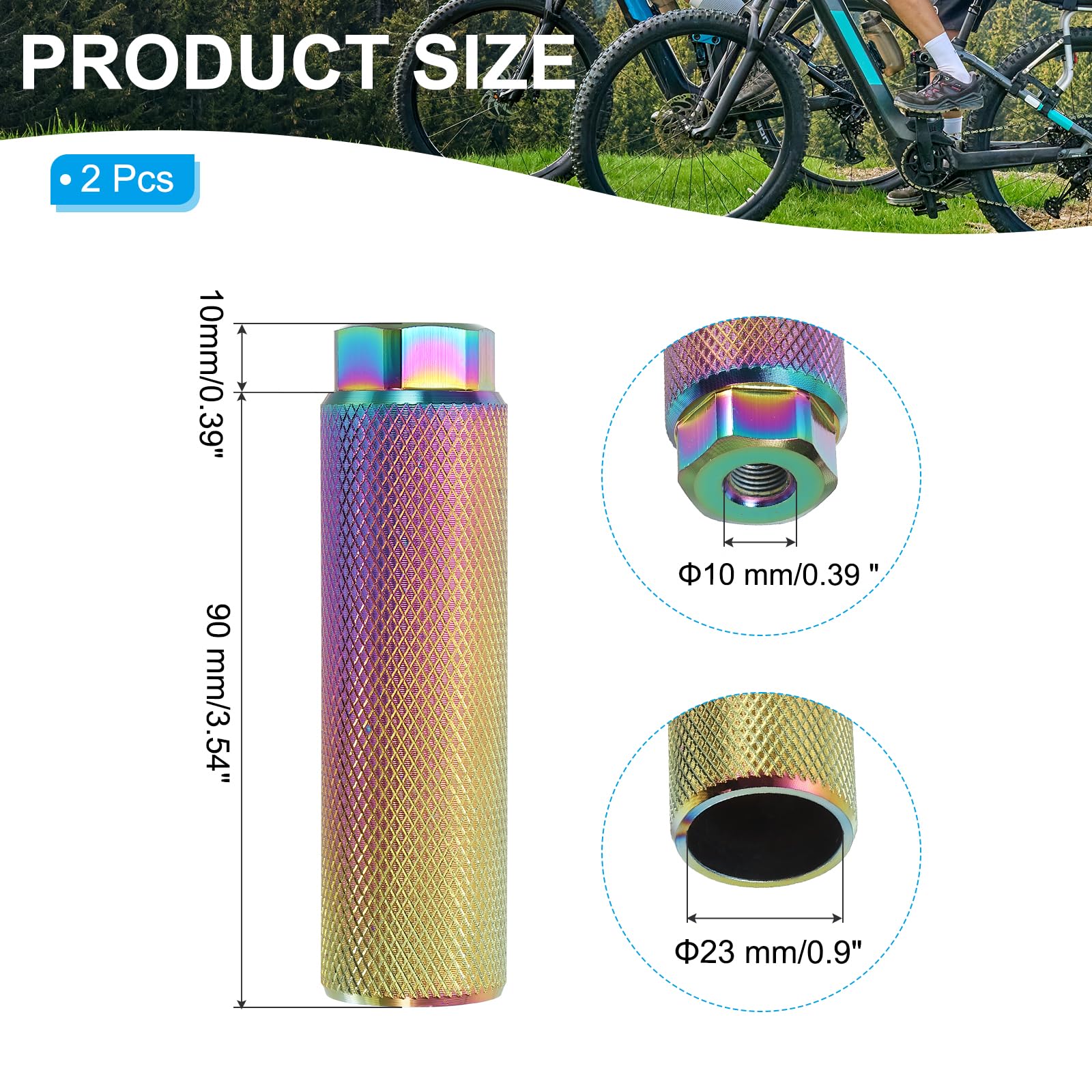 PATIKIL Aluminum Alloy Bike Pegs Fit 3/8 inch Axles - Image 2