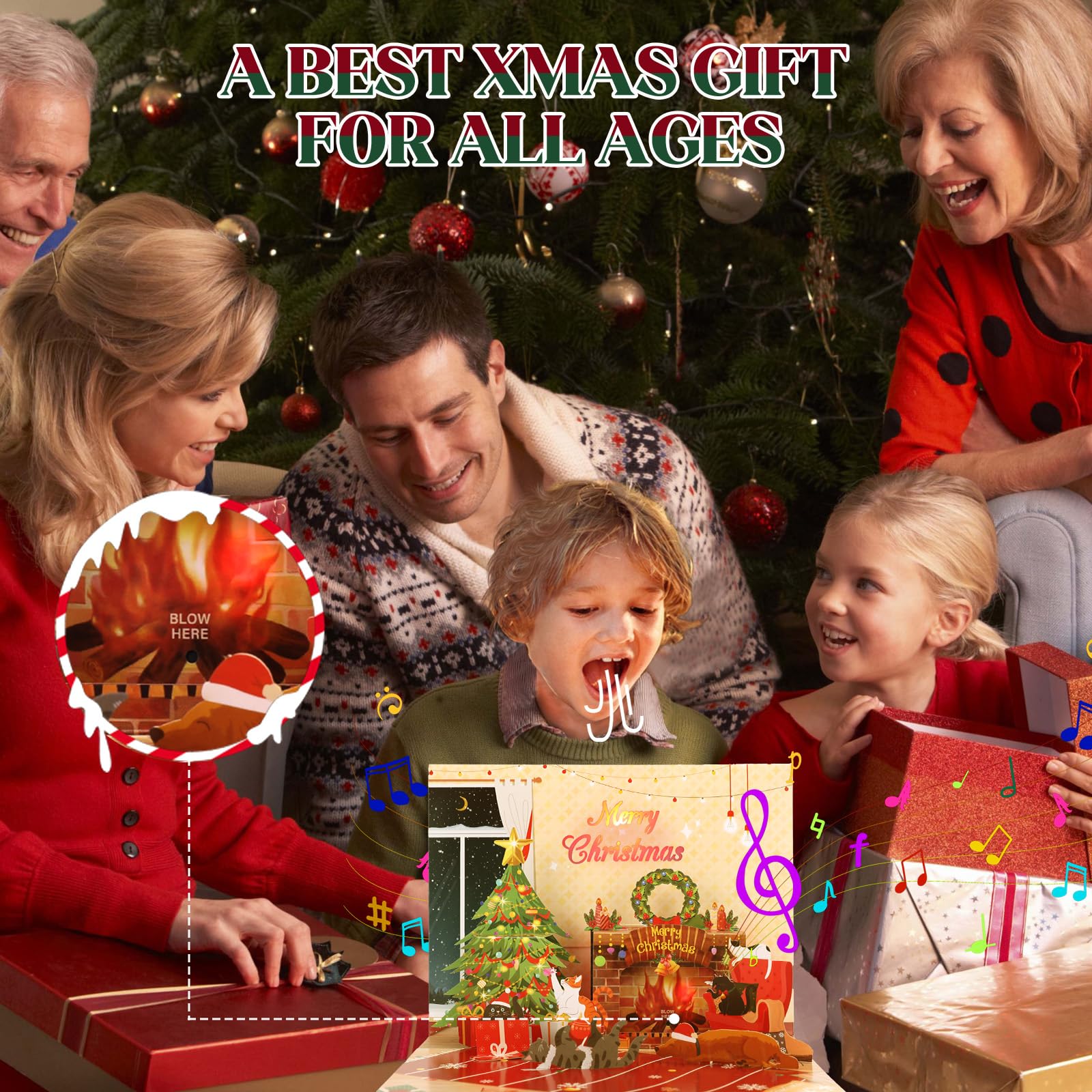 Christmas Card, Musical Christmas Card for Kids Women, Men, Pop-up Xmas Card Gift for Boys Girls, Wife, Husband - Image 4