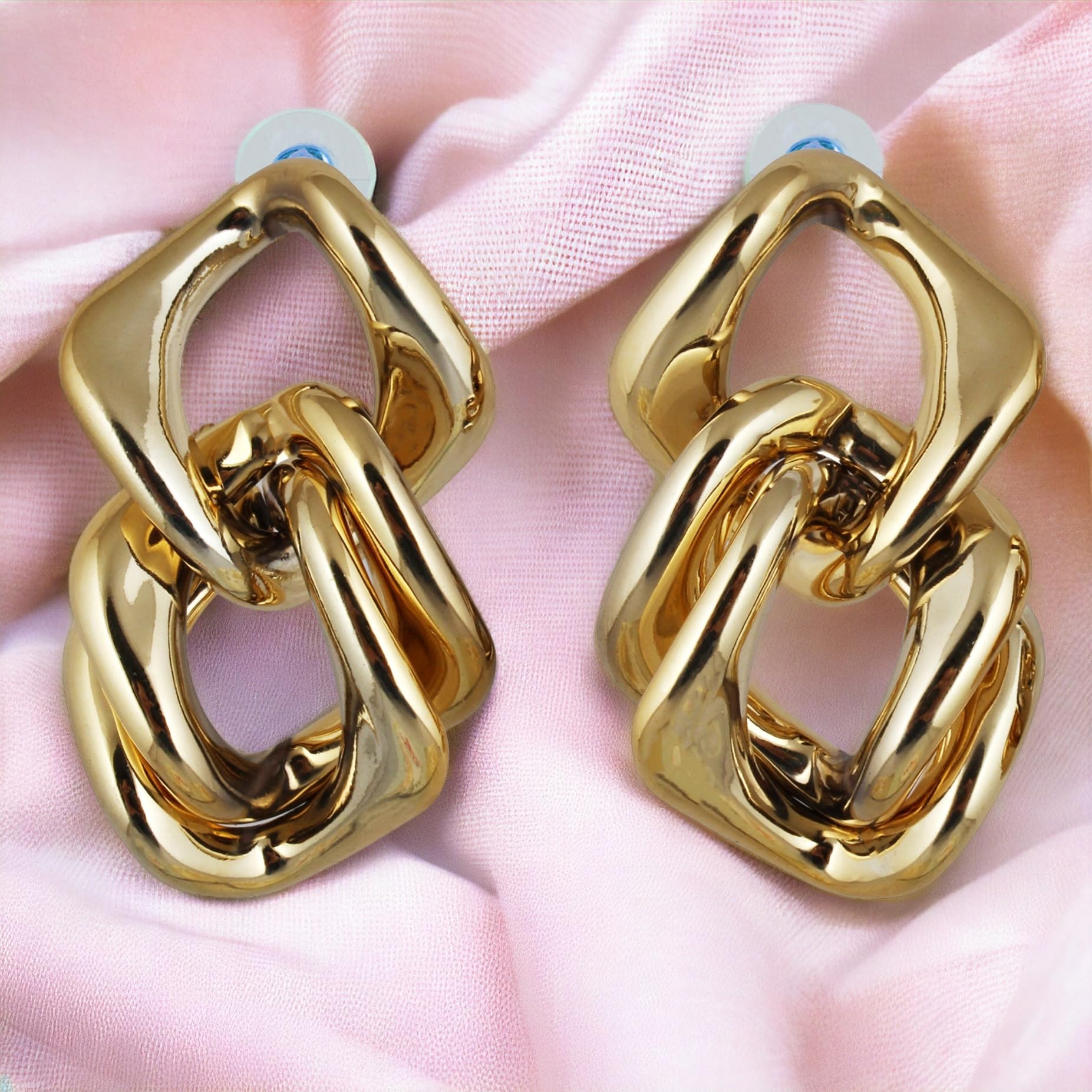 18k Plated Twisted Knot Square Dangle Earrings
