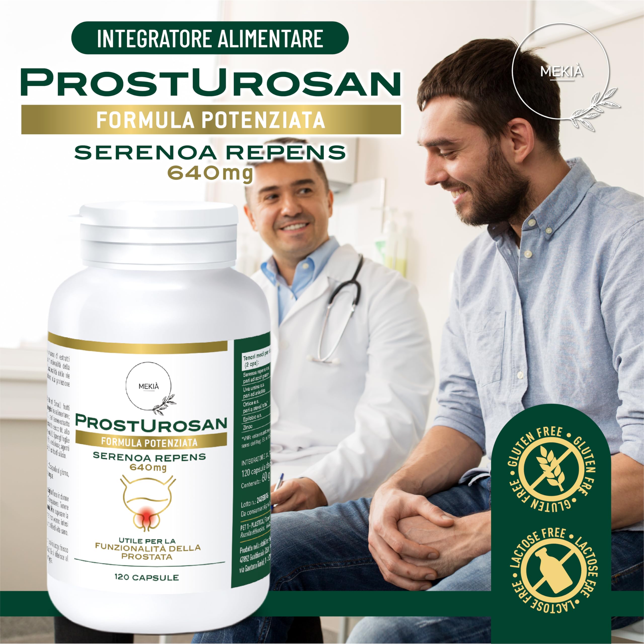 SERENOA REPENS 640 mg Alta titolazione,120 capsule integratore Vie Urinarie Integratori Prostata Uomo. SAW PALMETTO naturale con Uva Ursina, Zinco Ortica, Semi di Zucca, Epilobio, Pygeum