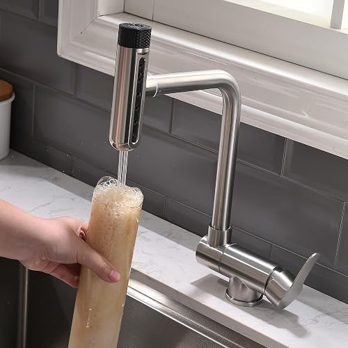 Mitigeur Cuisine Rabattable, Robinet Cuisine Rabattable Avec 4 Jets Modes,robinet Cuisine Pliable Pour Fenêtre,Mitigeur Evier Cuisine En Acier Inoxydable 304 Brossé - 7