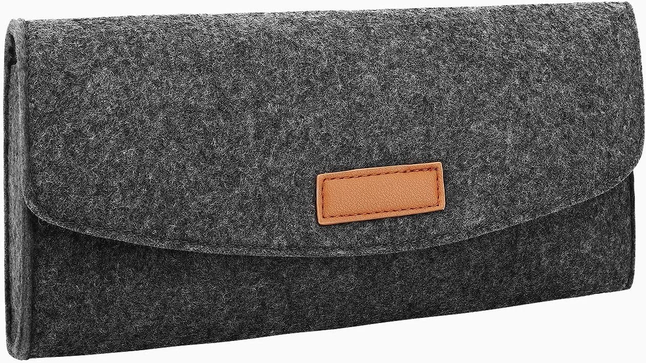 FYY for Nintendo Switch/Switch OLED Carrying Case, Portable Travel Carrying Pouch Ultra Slim Felt Bag with 5 Game Cartridges Holders for Nintendo Switch 2017/Switch OLED 2021 Grey