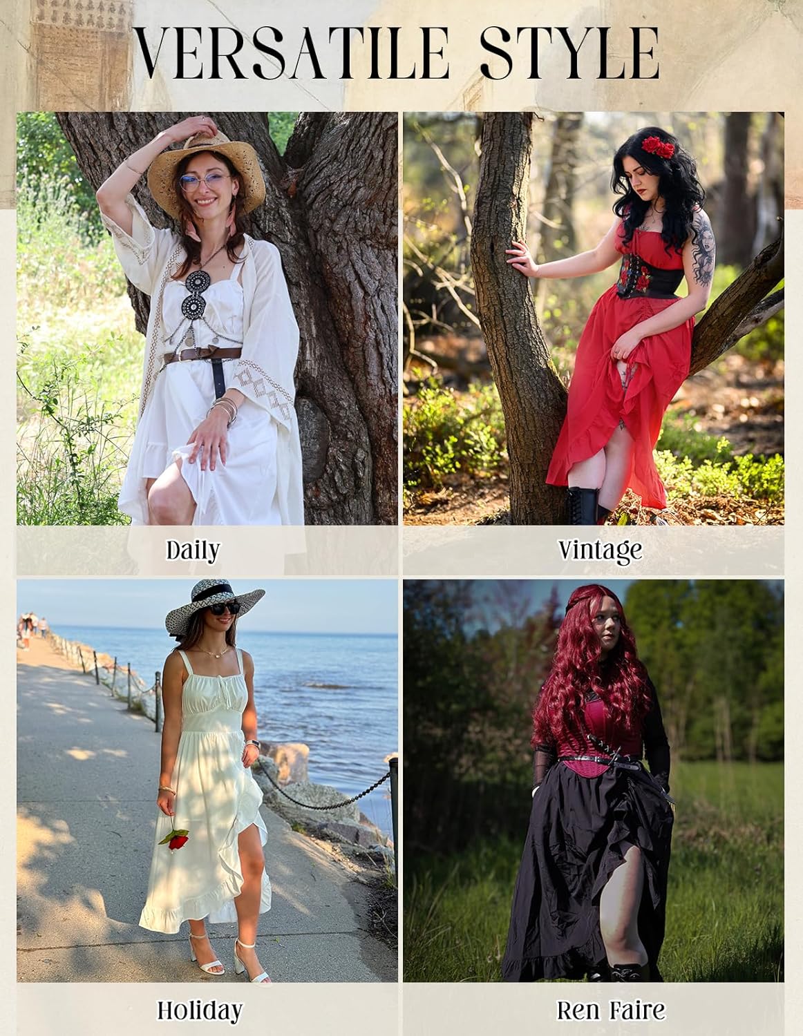 Scarlet Darkness Renaissance Dress Women Summer Corset Dress Flowy Sleeveless Milkmaid Vacation Sundress with Pockets - Image 7