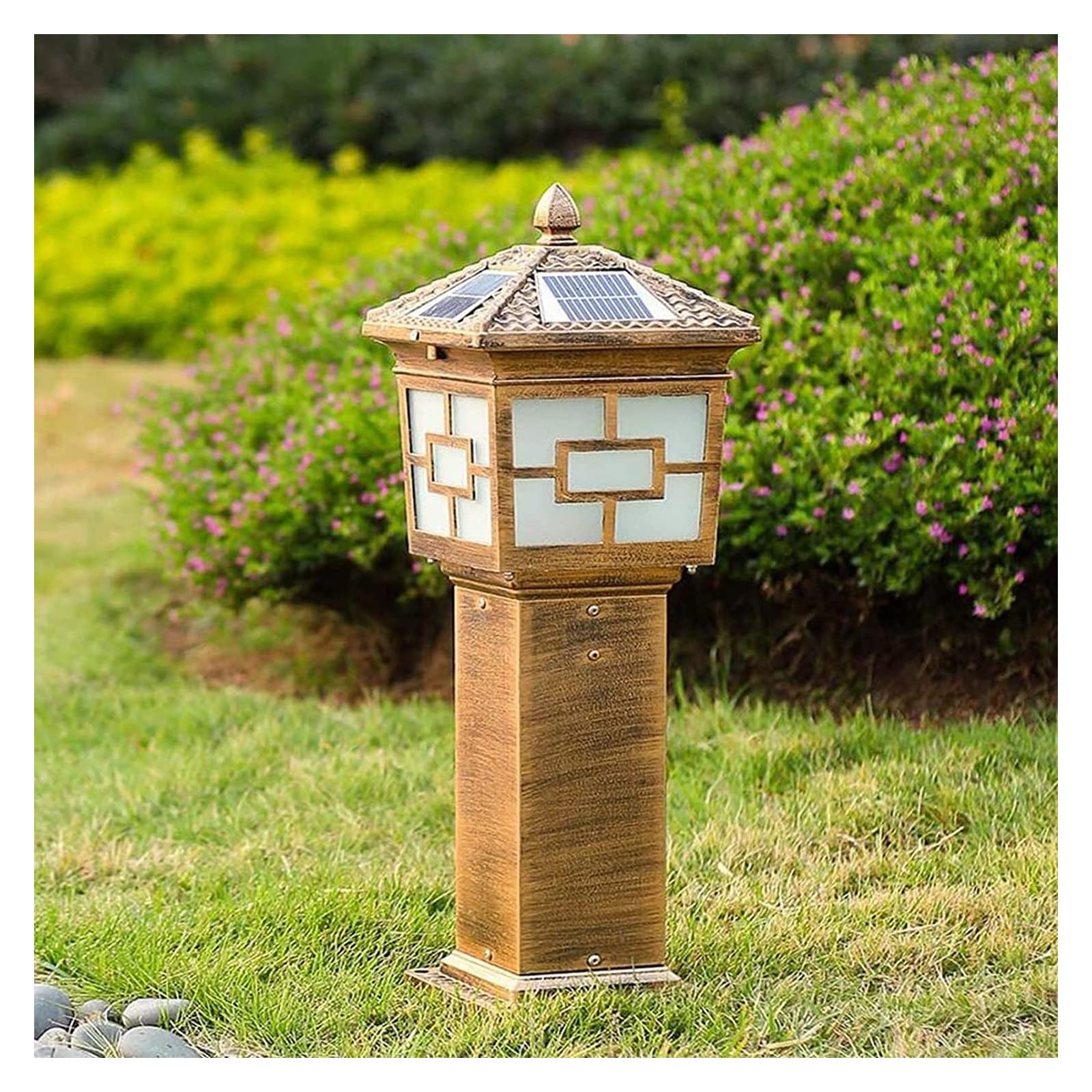 Lampe de colonne de villa solaire en aluminium pour l'ambiance d'une cour extérieure