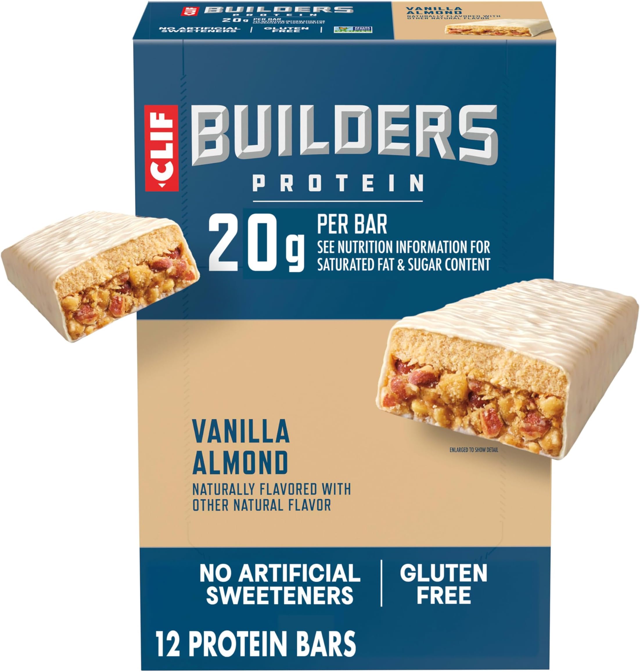 Clif Builder's Bar Protein Bars Flavor With Other Natural Flavors 12 Count Vanilla Almond