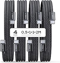 LISEN 60W USB C Cable Fast Charging [4-Pack, 0.5M+1M+1M+2M] USB to USB C Cable, Nylon Braided Type C PD 3.0 Charger Cable with iPhone 15/Samsung S23/S22/S21 Huawei Xiaomi Pixel Android OnePlus