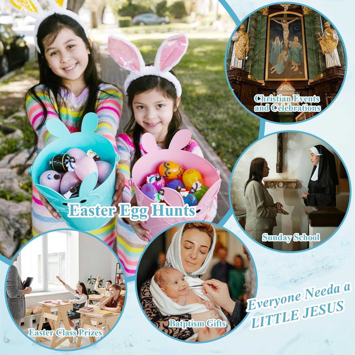 100 Pcs Little Jesus Figures Small Easter Jesus Loves You Toys 10 Colors Mini Rubber Jesus Miniatures to Hide and Seek Religious Gift Party Favors Easter Egg Stuffers Sunday School (100) - Image 6