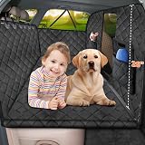 URPOWER Back Seat Extender for Dogs, Large Hard Bottom Dog Car Seat Cover | Supports 550 lbs, Stable 3-Panel Hard Bottom, Added High-Density Foam for Comfort, Waterproof 900D Oxford, 45% More Space Dark Black M - Cars / Full Size SUVs