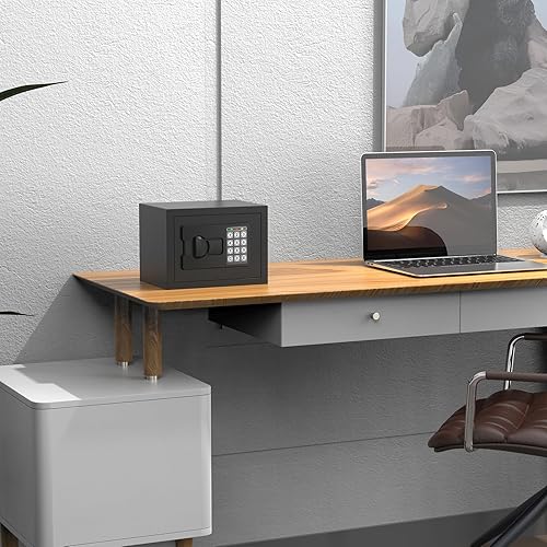 Miniatura 7 de Mini caja fuerte con teclado electrónico digital de seguridad, pared o gabinete seguro para el hogar, oficina, viajes, negocios, LT-208-EBK