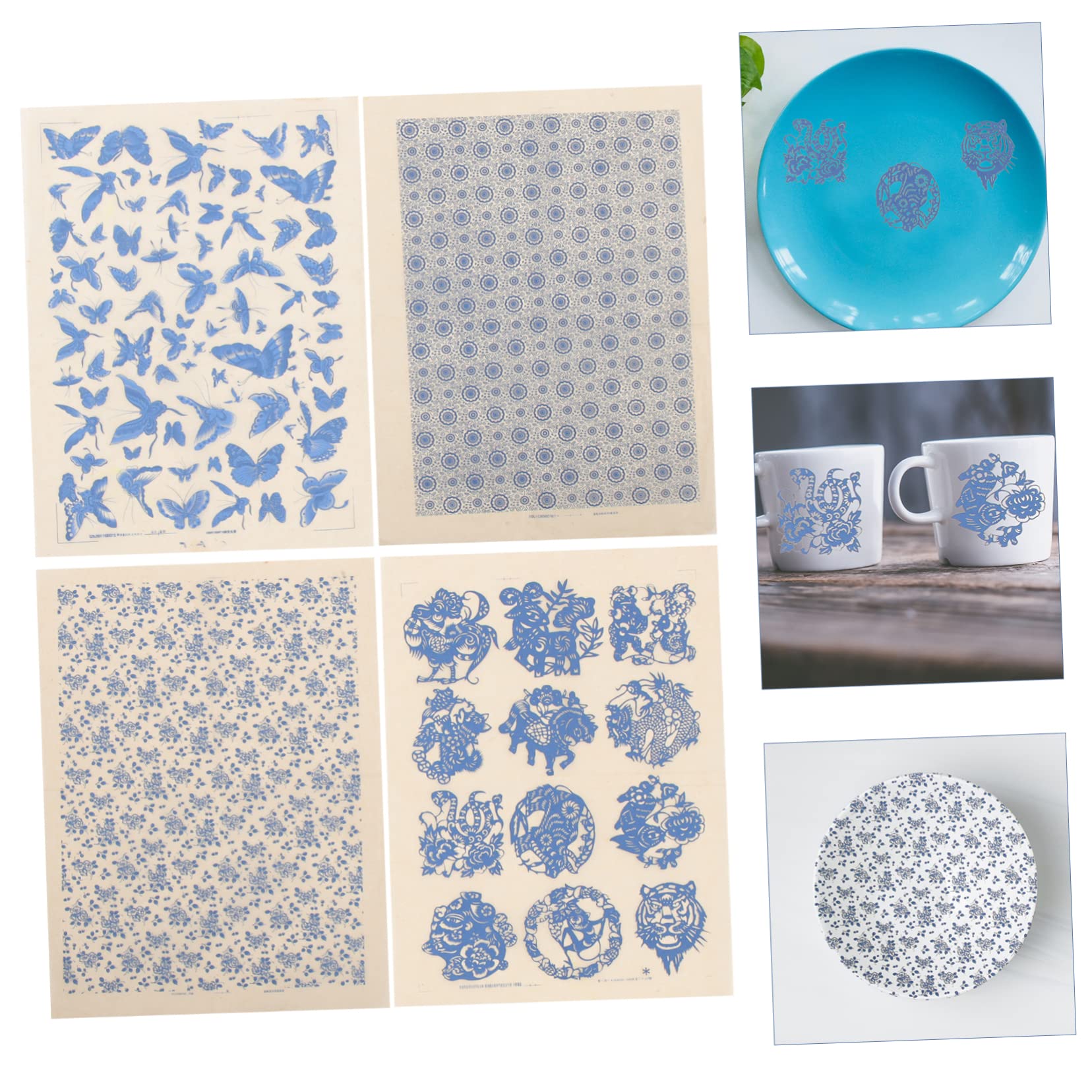 EXCEART 20feuilles Papier De Décoratif De Décalcomanie Céramique Couleur Émail pour Découpes Personnalisables Et