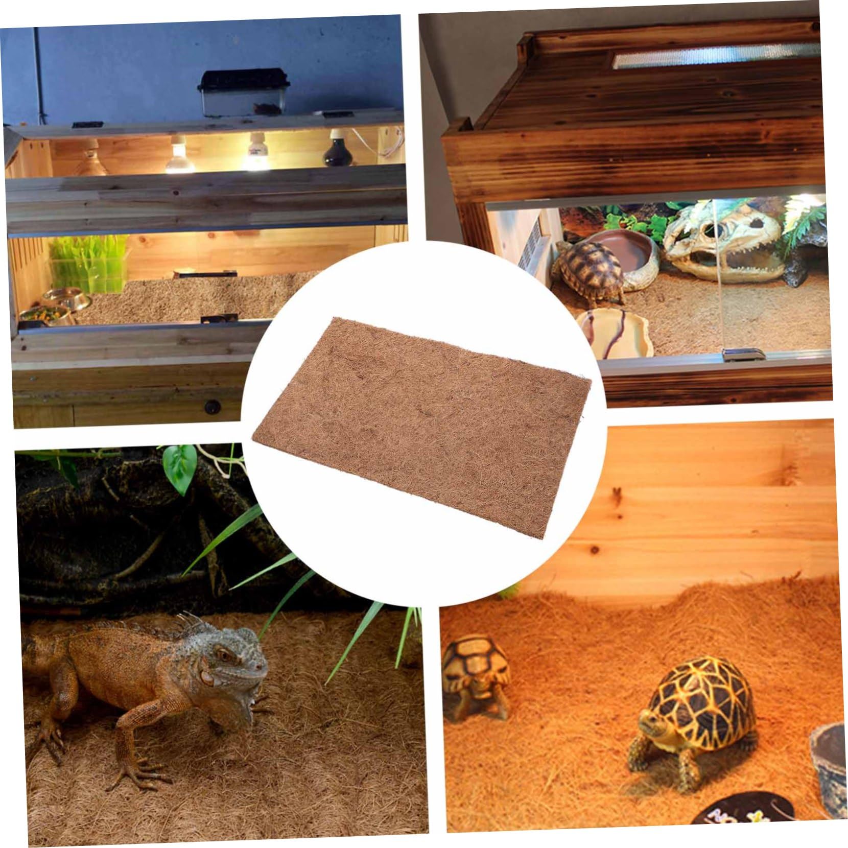 Abaodam Tappeto per Rettili 4 Pezzi in Fibra di Cocco per Terrario | Color Coffee, Superficie Antiscivolo Morbida, per Serpenti e Allevamento Domestico