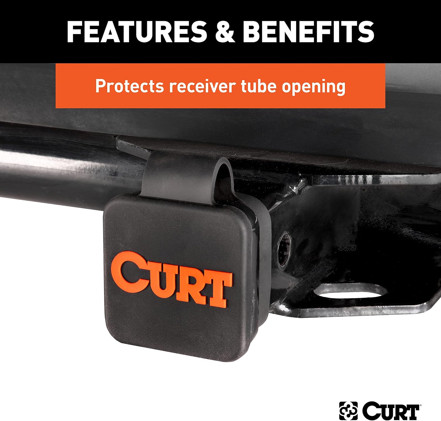 CURT 22279 Rubber Trailer Hitch Cover, Fits 2-Inch Receiver