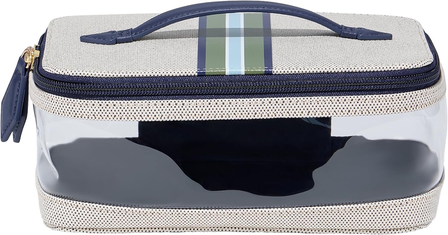 Paravel Cabana See-All Vanity Case | Made with Recycled Canvas Material & Vegan Leather | Premium See Through Travel Toiletry Bag | Regular, Marlin