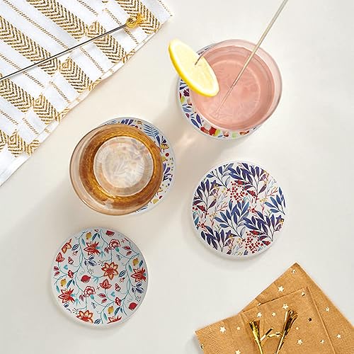 Vista 3 de AD Juego de 6 posavasos para absorber bebidas, redondos, de cerámica, con base de corcho, tapete de protección de mesa para tazas y tazas, oficina