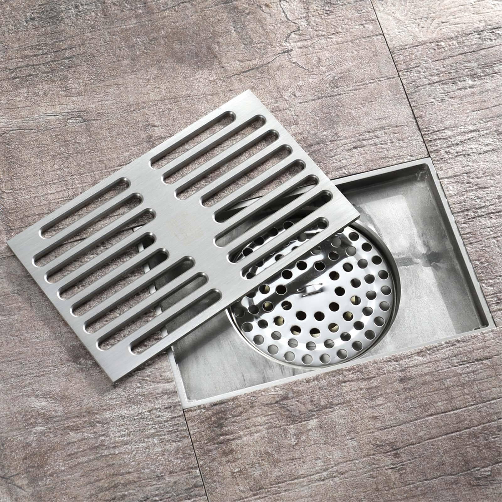 Bonde Douche Nord Américain Siphon Douche Laiton Bonde de Douche Rectangle Bonde Douche Extra Plate 140 * 90mm Siphon de Sol Anti-Odeur Convient pour Cuisine, Salle de Bain
