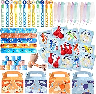 Vanblue 120Pcs Blue Color Dog Party Favors,Birthday Decorations Supplies for Kids,Sticky Gecko,Red Balloon with Cards Goodie Bag Stuffers,Classroom Rewards,Pinata Stuffers,Family Games