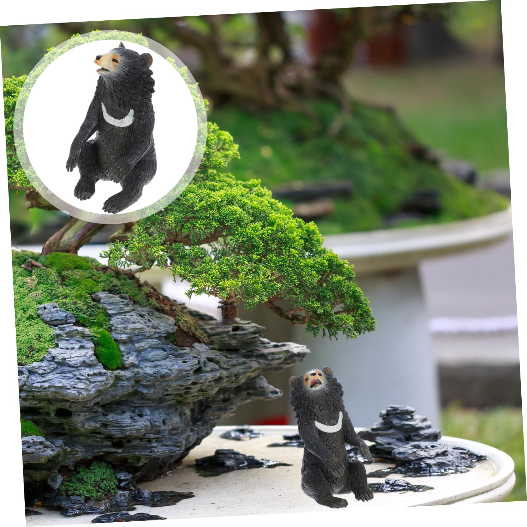 装飾的な黒いクマの置物 Amazon｜Kisangel ミニチュア黒クマの置物 製 精巧なクマの装飾品 屋外