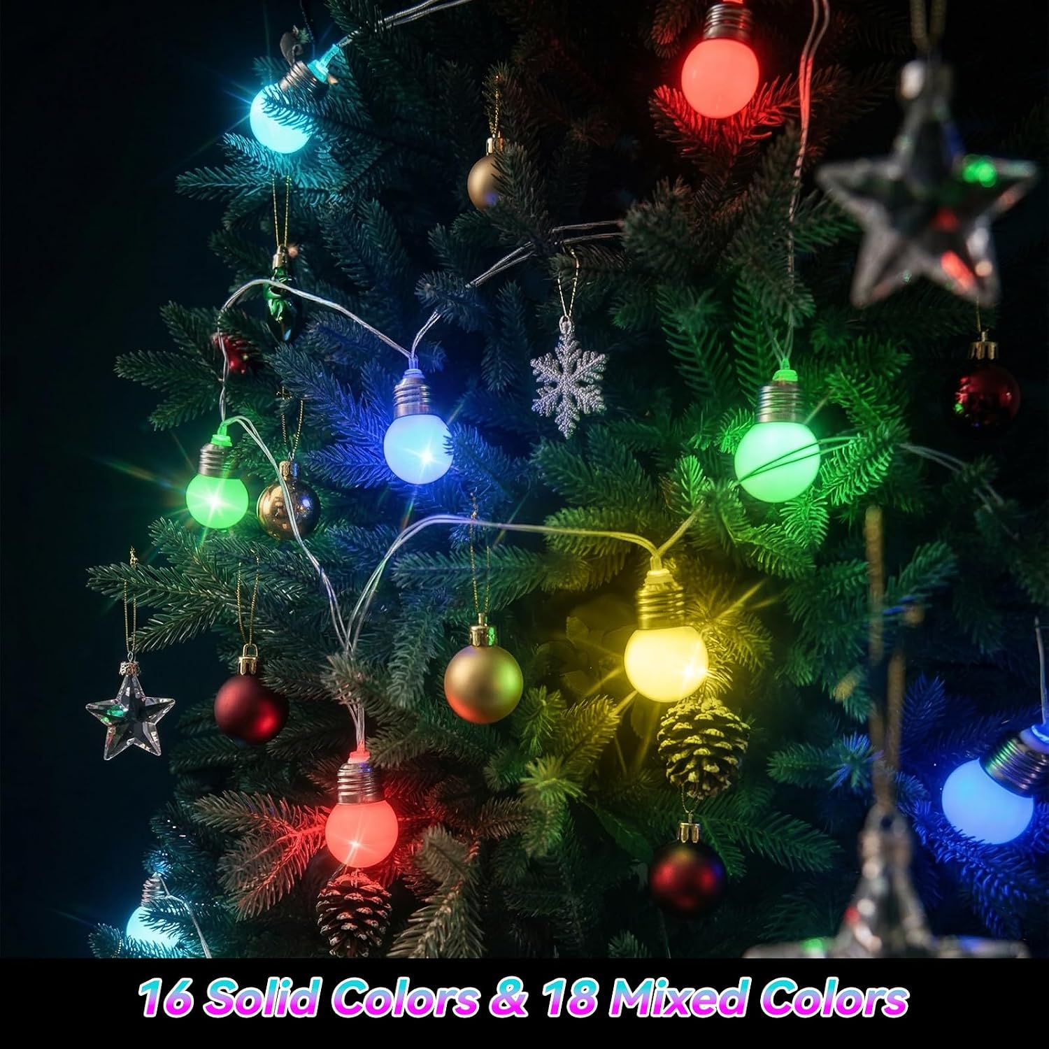 Ledido Light Bulbs for 4FT Marquee Light up Letters,12 LED RGB Battery Operated String Lights for Indoor Outdoor Birthday Christmas Party Decor