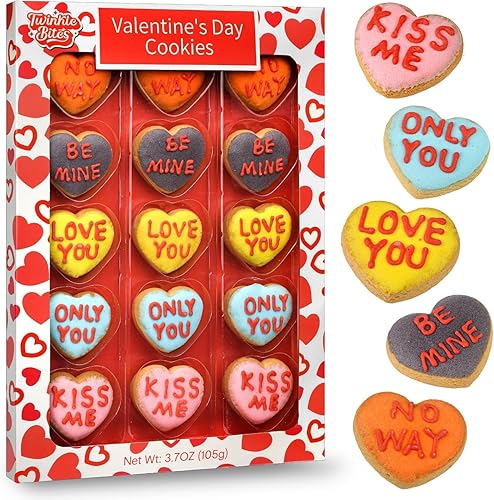15 Pack Valentine’s Day Heart Cookies – 15 Assorted Message Cookies in a Nice Gift Box – Cute Love Notes, Sweet Treat for Kids, Couples & Parties 15 Pack Valentine’s Day Heart Cookies – 15 Assorted Message Cookies in a Nice Gift Box – Cute Love Notes, Sweet Treat for Kids, Couples & Parties