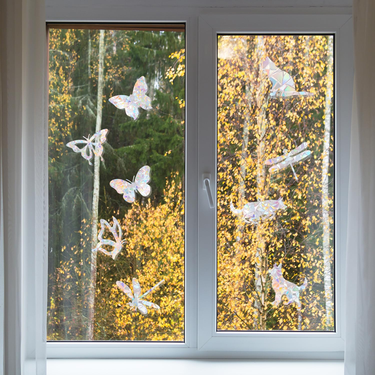 Lot De 25 Autocollants Anti-collision Pour Fenêtre - Motif Chat Et Papillon - Pour éviter Les Coups D'oiseaux - Décorez Vos Portes En Verre - JD010MAODIE