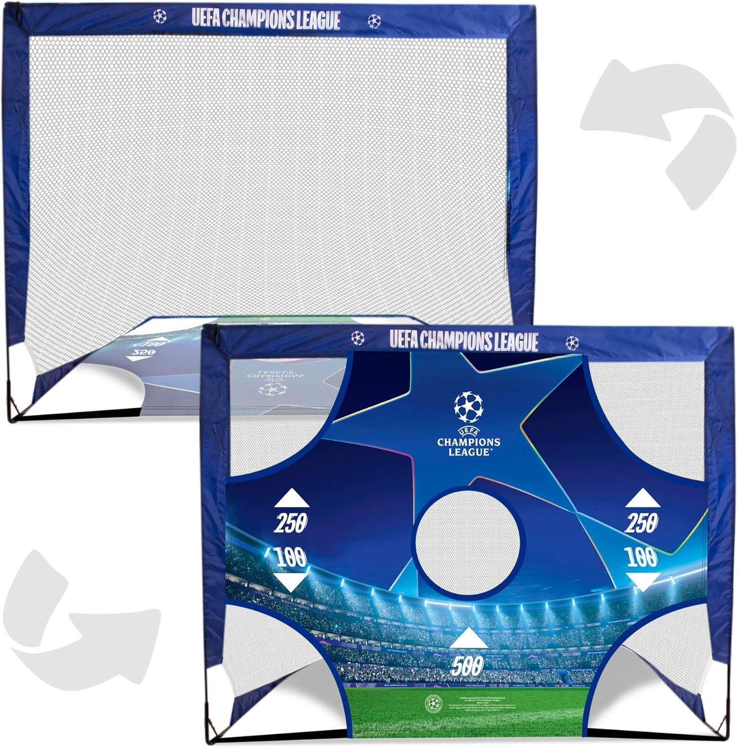 Officially Licensed UEFA Champions League Goal - 4ft x 3ft with Target Sheet, UCL, Merchandise, Portable Net with Carry Bag, All-Weather Design, Durable Football Training Equipment, Foldable Mini Goal