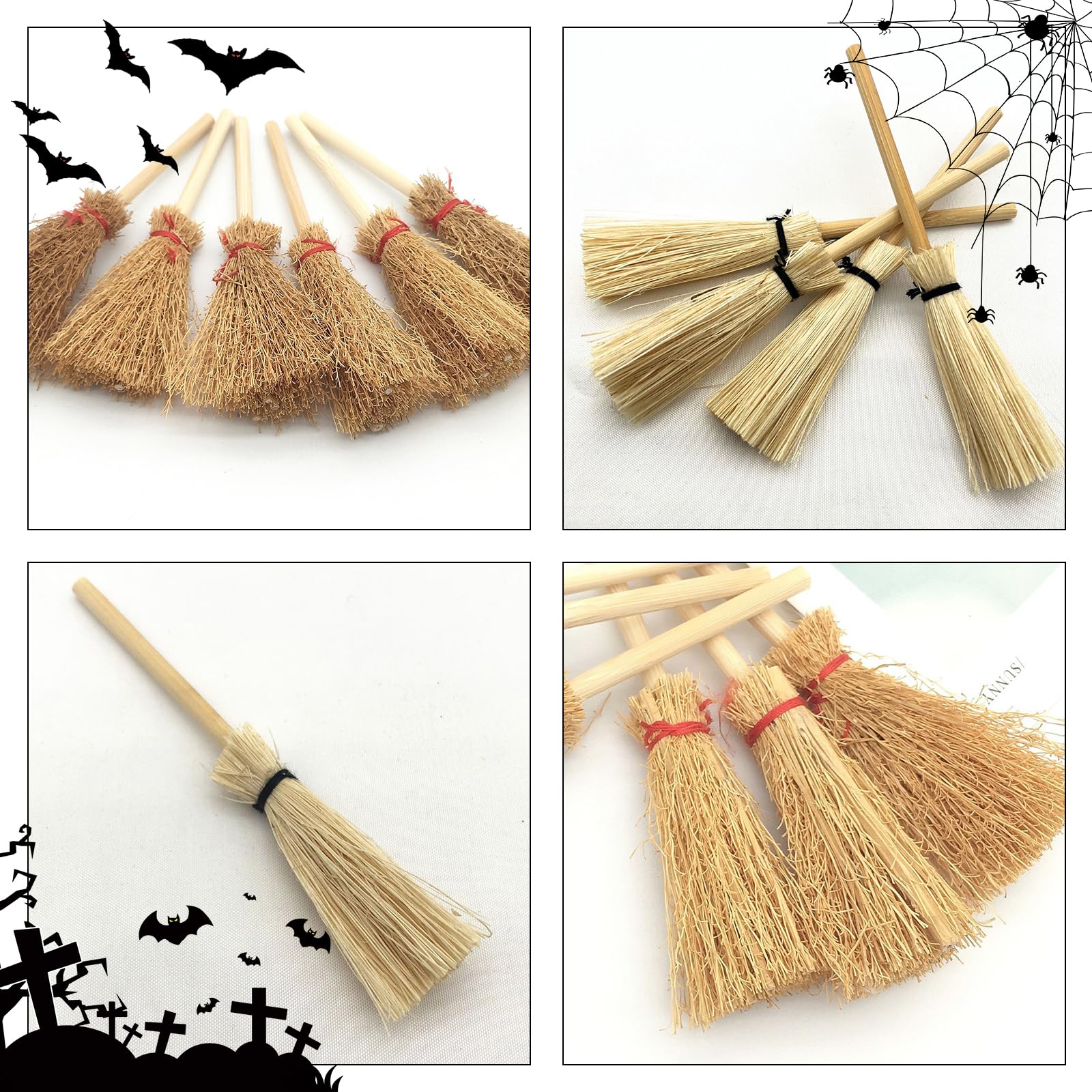 Mini Balais En Bois Rayher - 3 Pièces De 9,5 Cm Pour Décorer Maison De Poupée, Jardin Miniature Ou Halloween