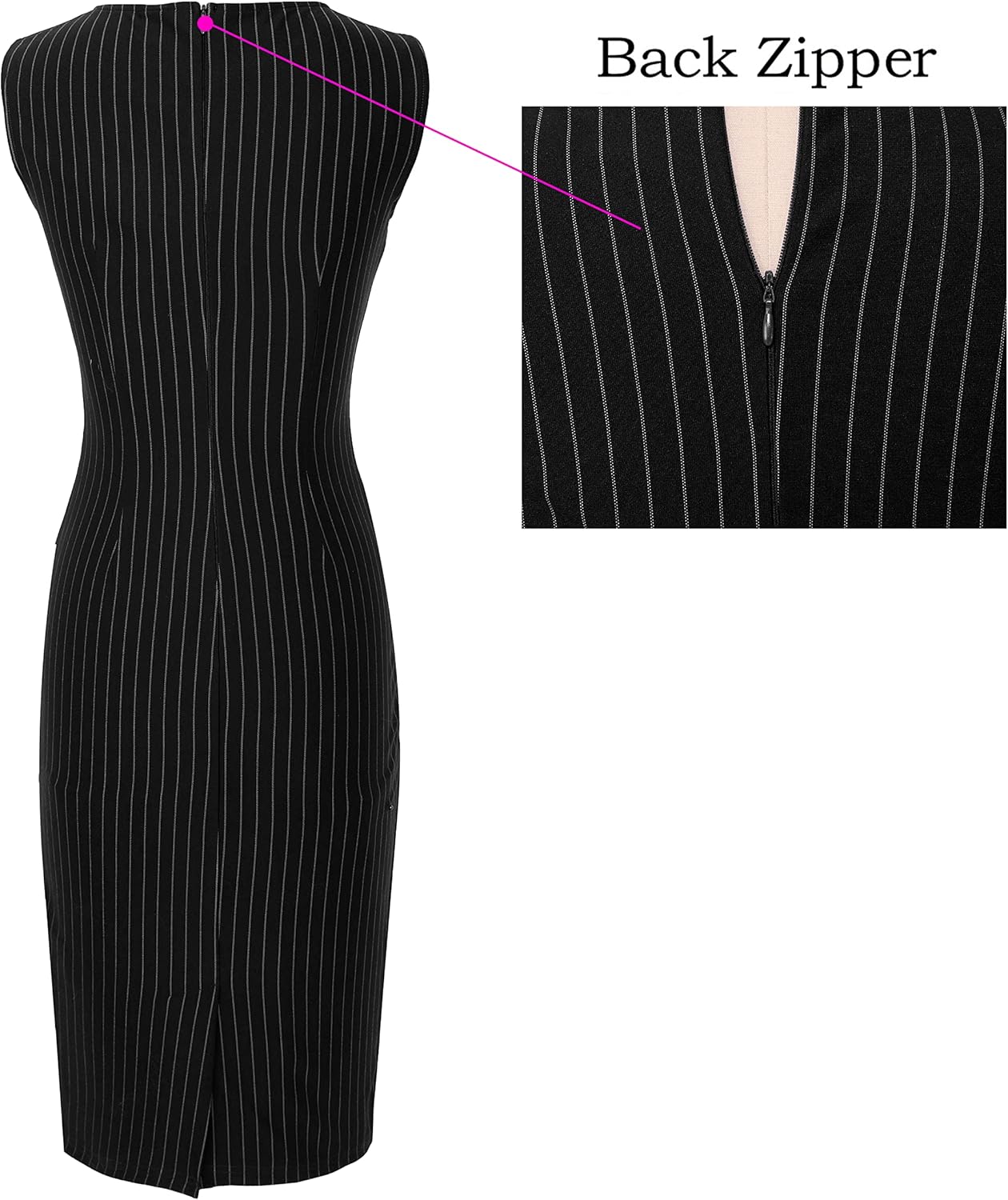 VFSHOW Womens Work Office Business Casual Sleeveless Ruched Elegant Professional Church Cocktail Party Pencil Sheath Dress - Image 5