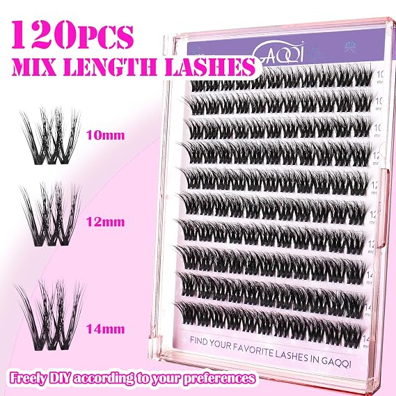Lash Clusters,Wispy Volume Eyelash Clusters 10-14mm,110PCS,3D-GQ08 | Multilayered 3D Lashes, Sturdy Thin Band, C-Curve, Soft & Lightweight, Comfortable to Wear, Salon Effect at Home