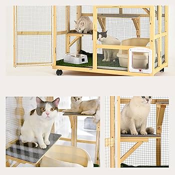 Amazon.co.jp: 猫 ケージ 木製 キャットケージ ペットケージ