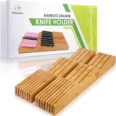 Premium Bamboo Knife Drawer Organizer Insert