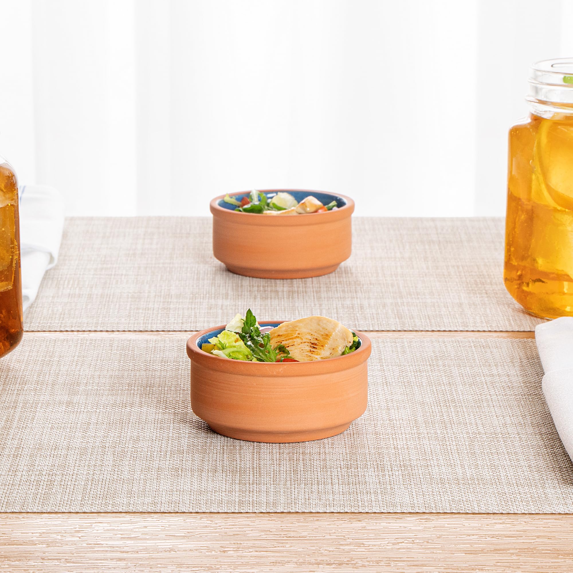 Restaurantware -Terra Tek - Cazuelas in terracotta, 76,5 g, 10 pentole in argilla smaltata blu per cucinare, pronte per il forno, microonde, pentole in terracotta, lavabili in lavastoviglie, per