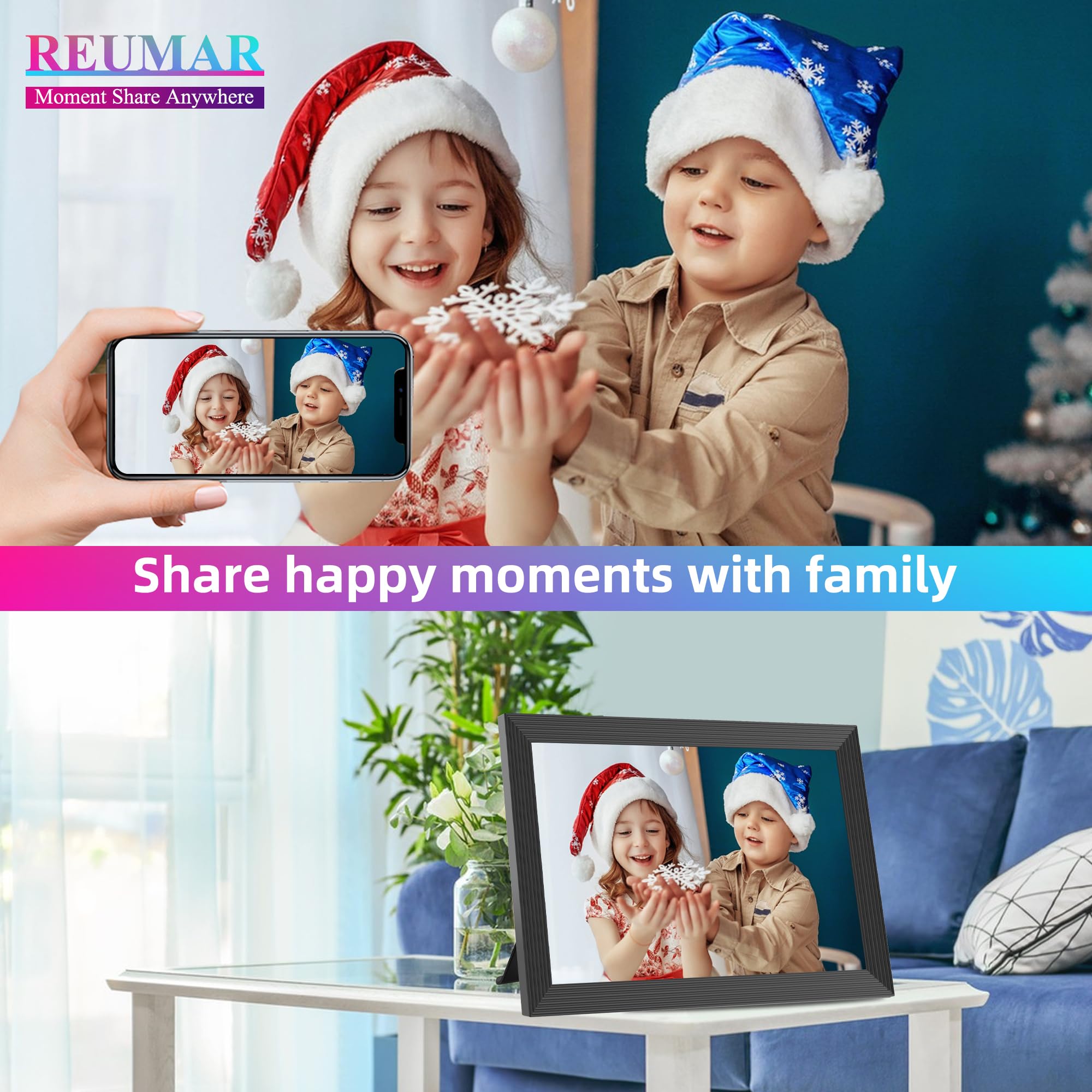 FRAMEO Digital Photo Frame, 10.1 Inch Smart WiFi Digital Picture Frame 1280x800 IPS LCD Touch Screen, Auto-Rotate - Image 2