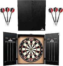 Ruthless Home Darts Centre With or Without LED Light Options | Home Dart Board Centre Including Cabinet, Dartboard and 2 Sets of Darts (USB)