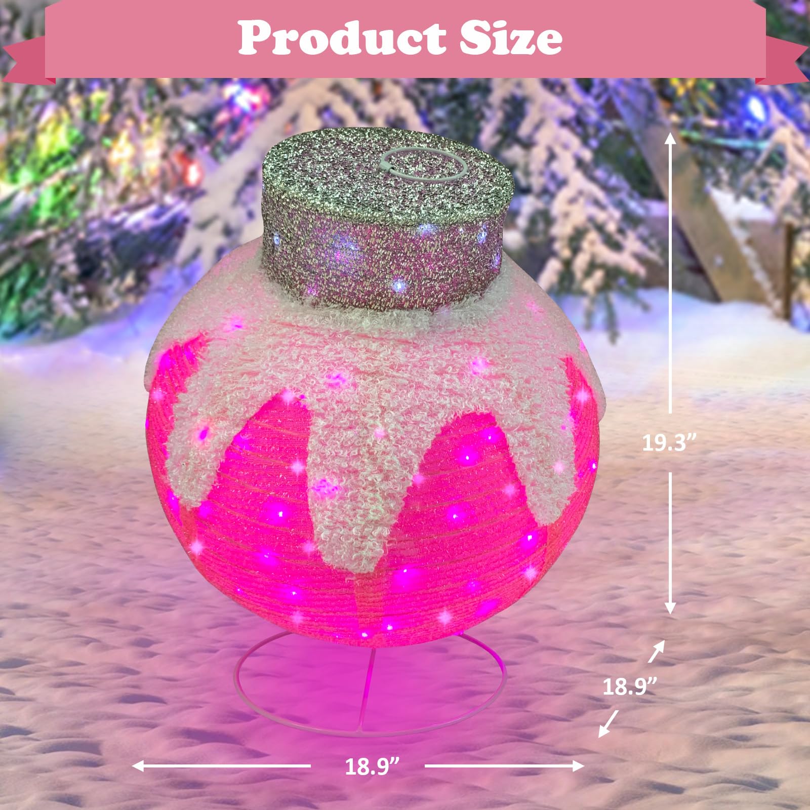 Lighted Christmas Balls Outdoor Decorations, 2pcs Pop-Up Pink Christmas Décor Balls Prelit 160 Lights with Flashing Effects, Collapsible Light Up Hanging Lanterns Plug-in for Home Yard Party-Pink: Pink white ornament set