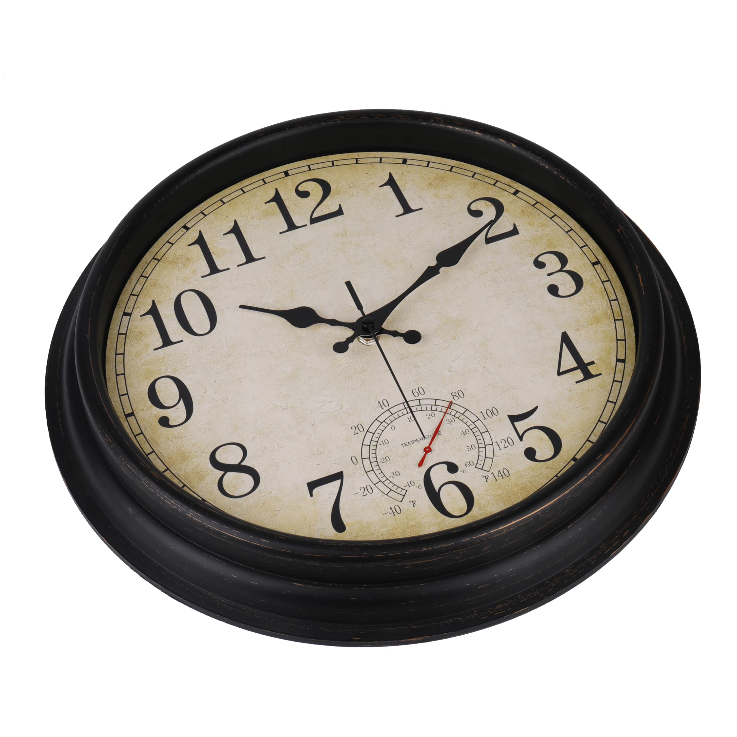 jomparis Reloj de pared para exteriores, relojes de pared grandes de 16 pulgadas, resistentes al agua, con termómetro para salón, patio, piscina, jardín (bronce), EU-JO-16Inch640BZ