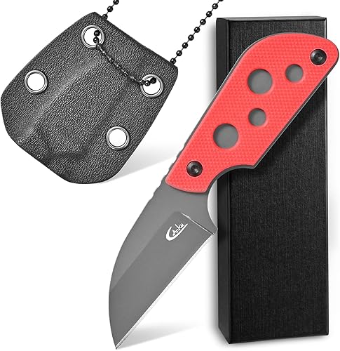 C1297 Cuchillo de hoja fija para cuello, hoja 9Cr18Mov G10 mango EDC cuchillos de herramienta para exteriores, campamento, senderismo, pesca, caza