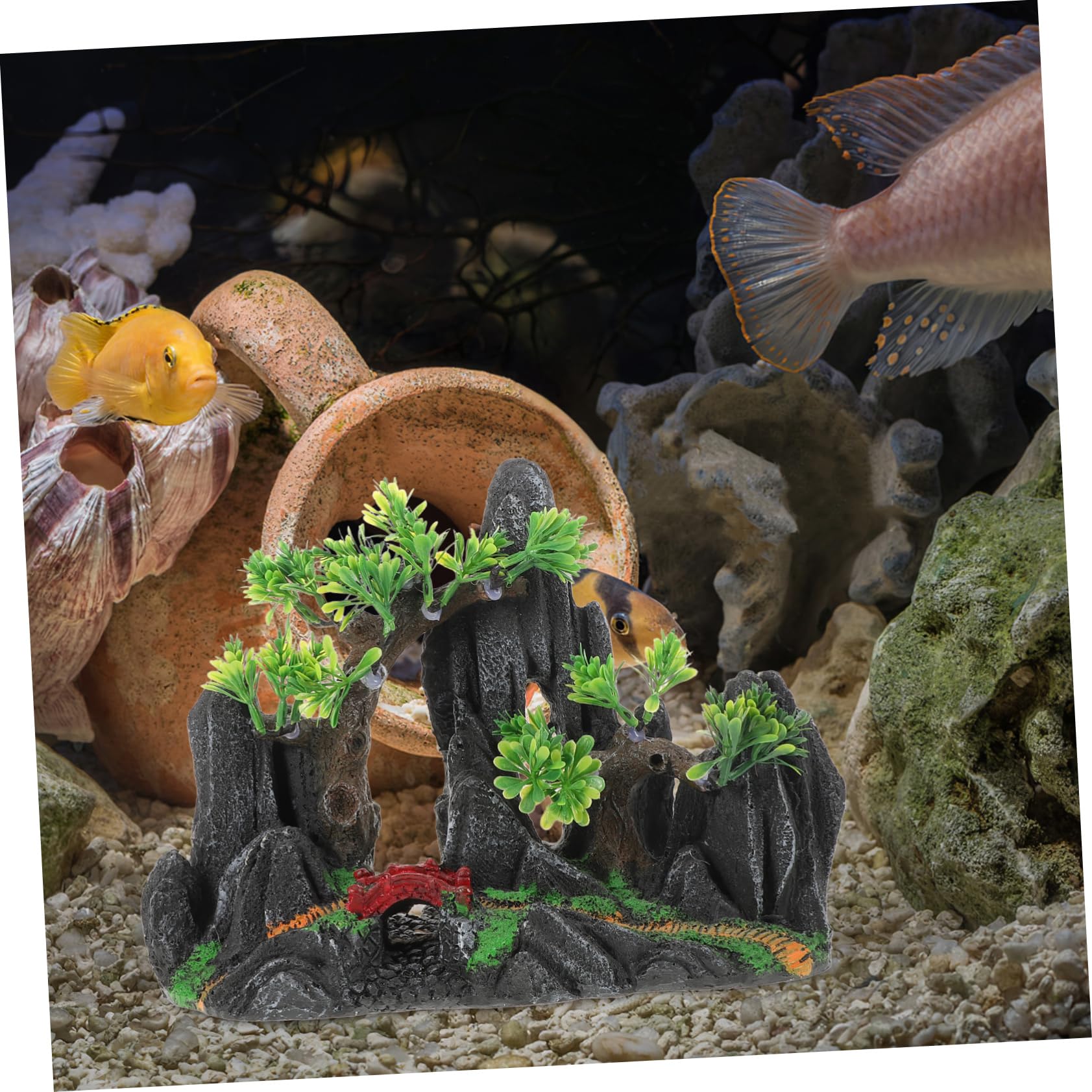 Aquarium-steingarten Mit Brücke Künstlicher Berg Zum Verstecken Von Fischen Unterwasser-Dekoration Für Garnelen