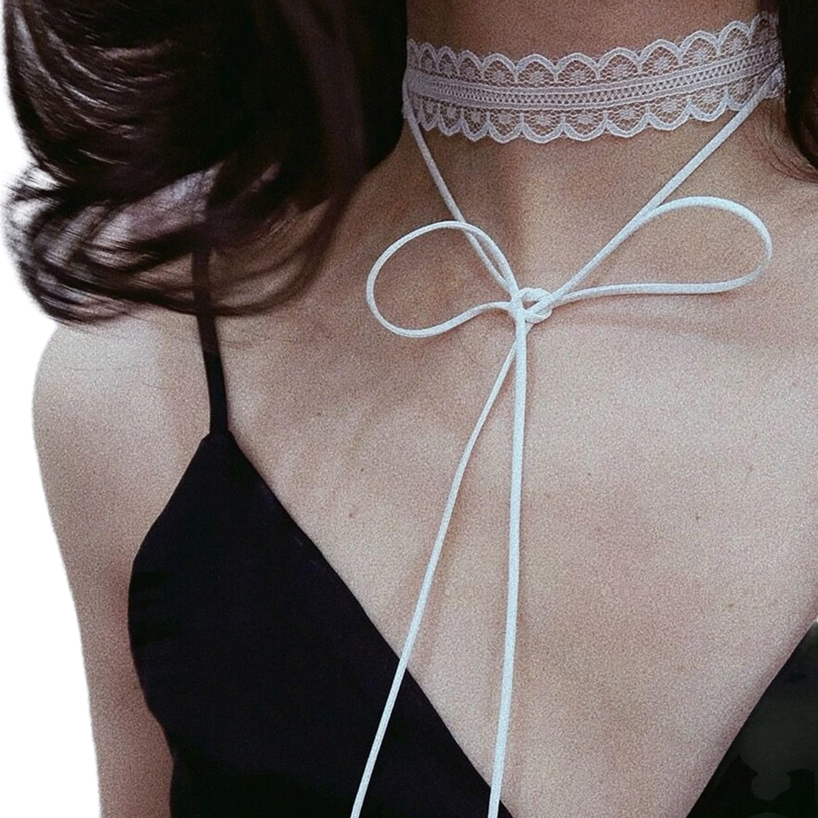 Muloo Woman Thin Lace Choker Scarf Wedding Neck Scarf Lightweight Scarf Lace Clavicle Chain for Banquets Decorative Scarf