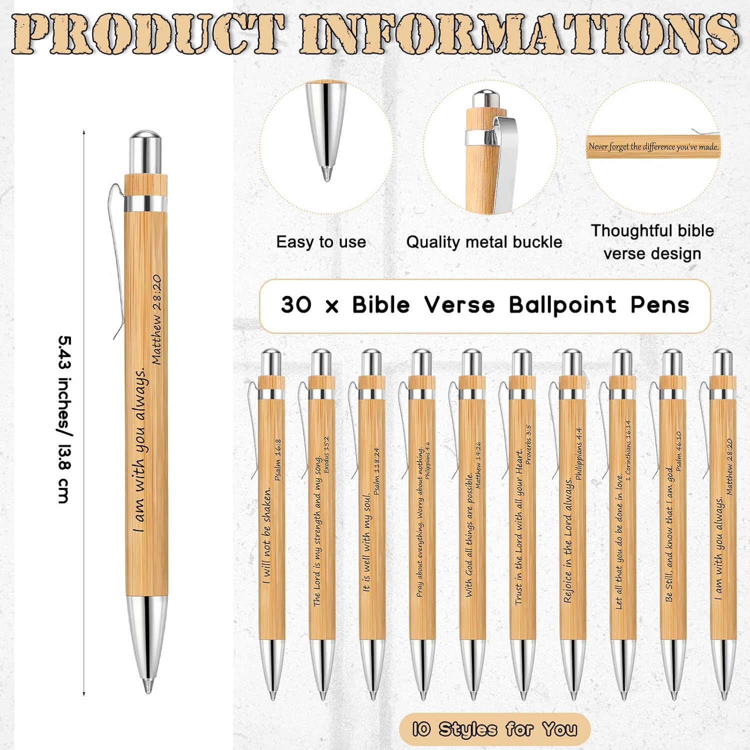 Colarr 30 Sets Christian Gifts Bulk Christian Bookmarks and Bible Verse Ballpoint Pens with Wooden Cross Pendant for Church Sunday School Coworker Staff Gifts(Classic Style)