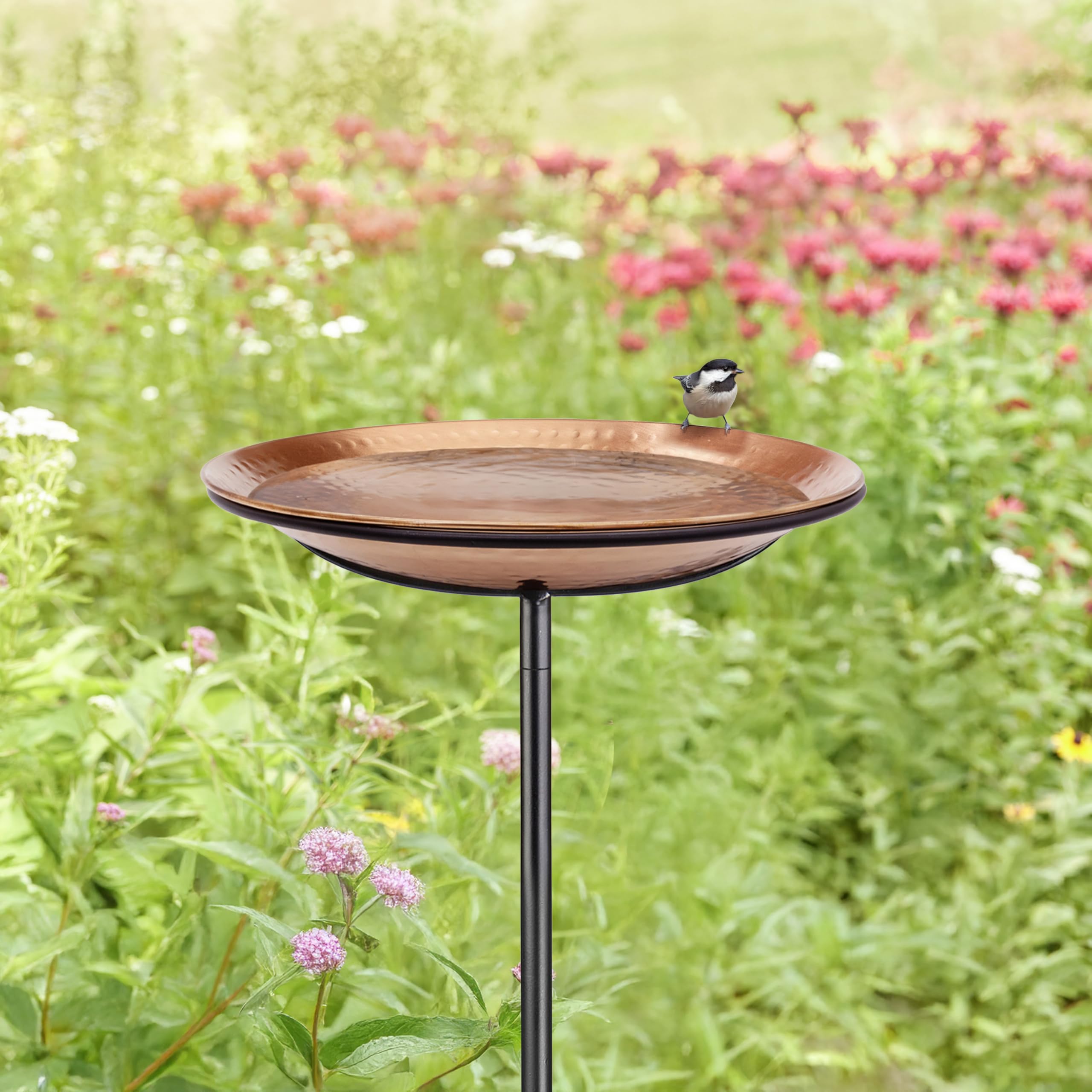 Good Directions Vogeltränke aus Kupfer, genoppt, auf Gartenstange, 33 cm