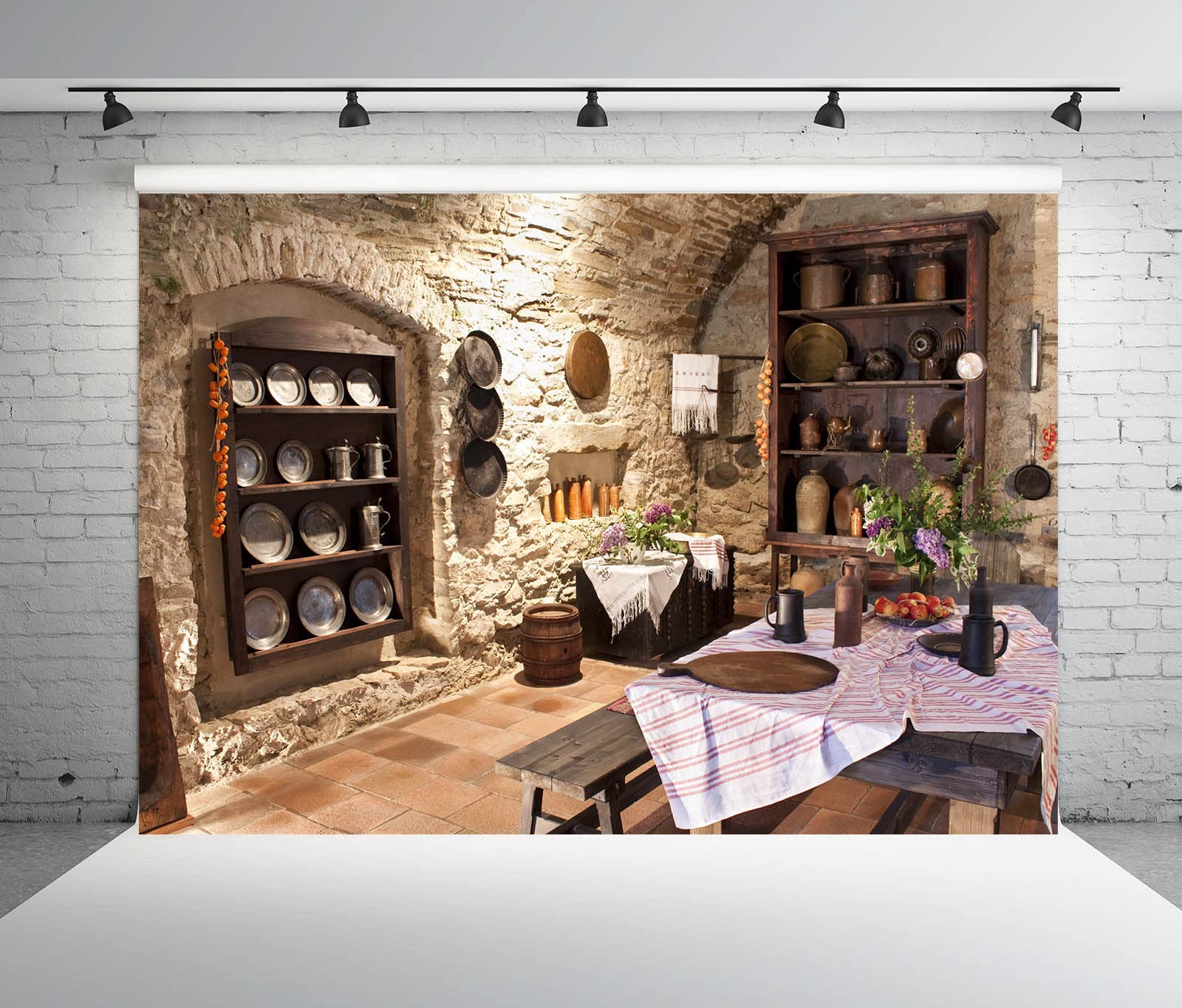 BELECO 3x2m Sfondo in tessuto per la vecchia cucina per la fotografia,muro di pietra antica,castello,interni della cucina,utensili da cucina,tavolo da pranzo,sfondo,ritratto,studio fotografico