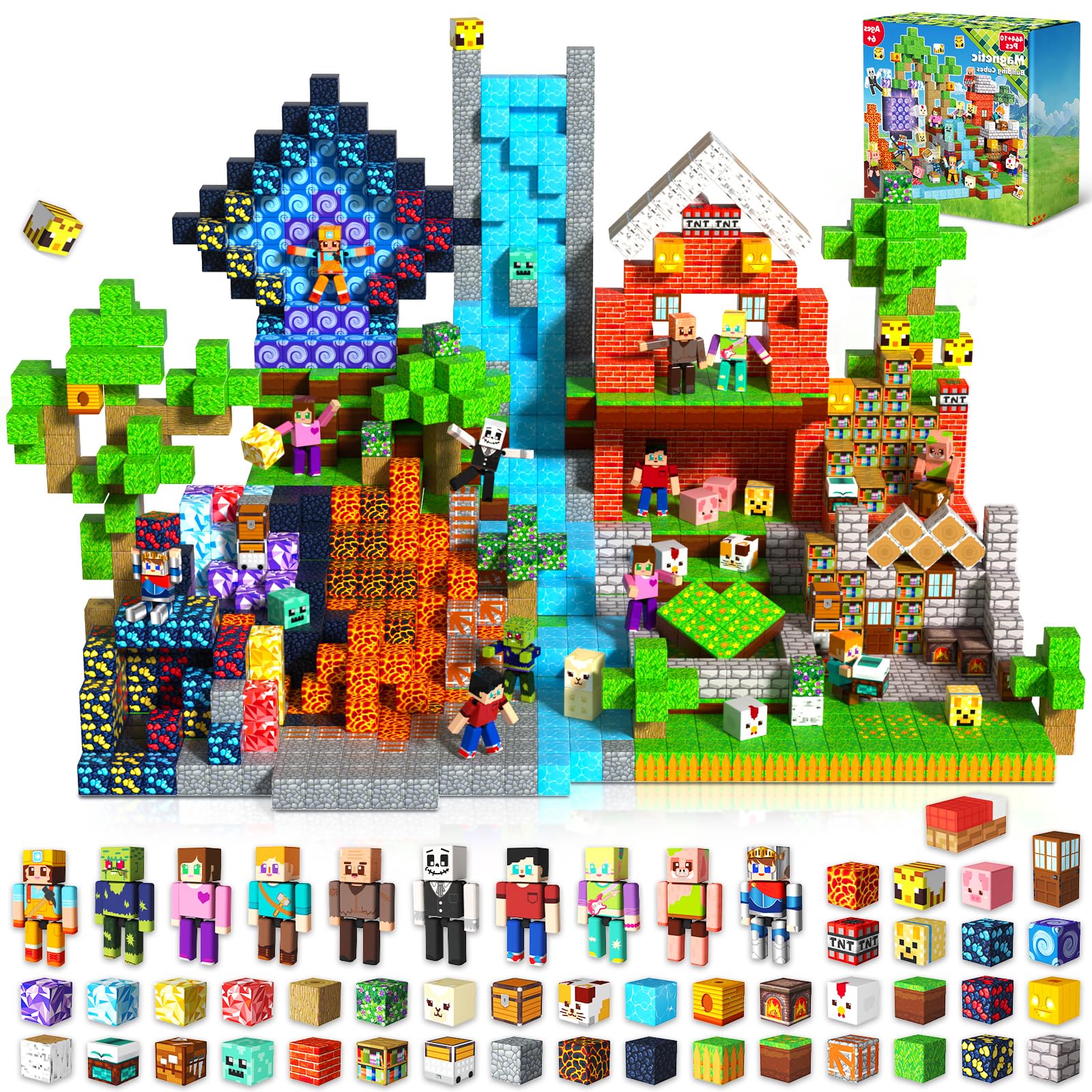 Magnetic Building Blocks - 474 Pcs Magnetic Blocks for Kids Ages 4-8, Magnet Cubes Stacking, STEM Toys, Christmas Birthday Gift for 3 4 5 6 7 8-12 Year Old Boys Girls (Patent Pending)