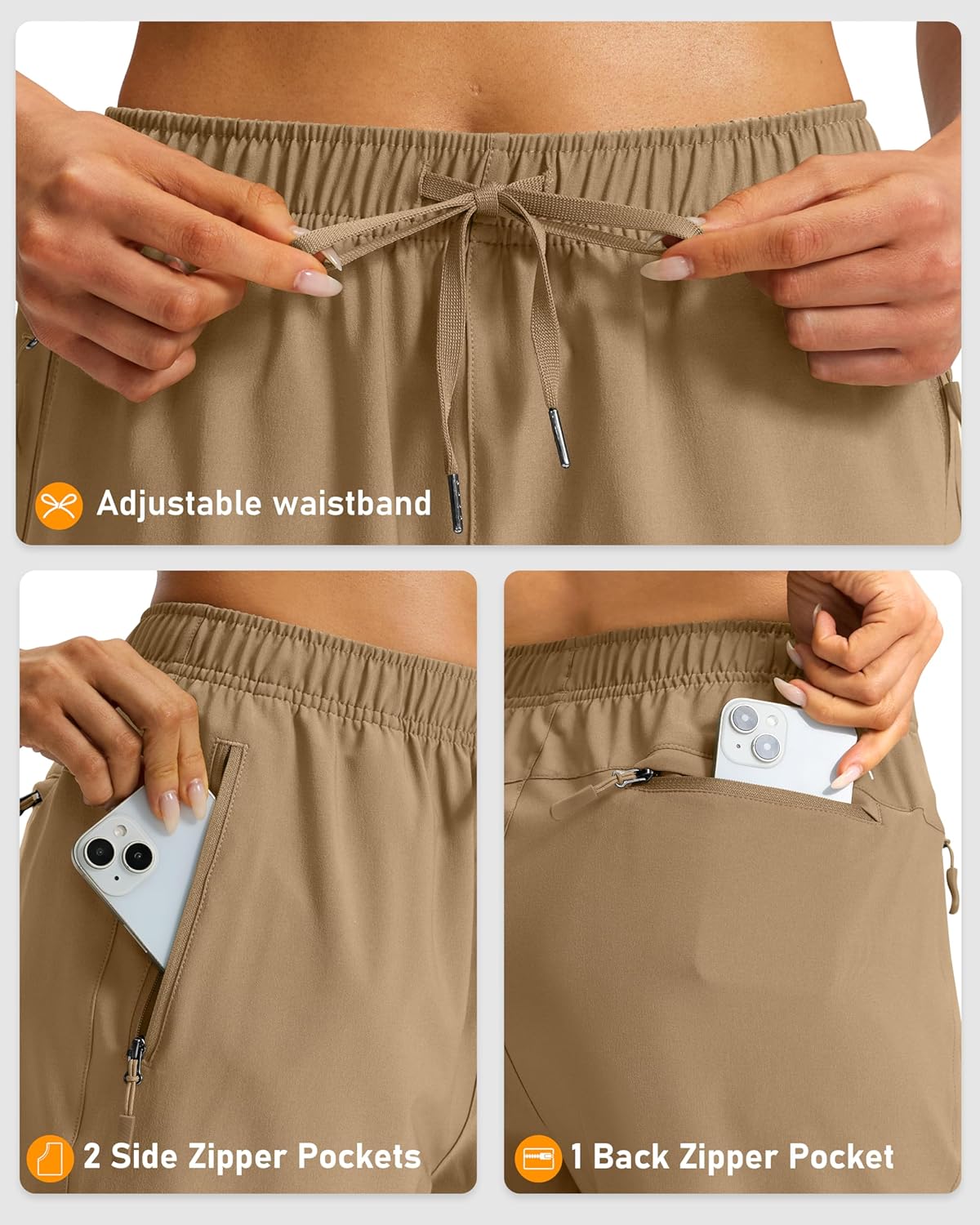 Viodia Women's 9''/11'' Hiking Shorts Long Bermuda Lightweight Shorts Quick Dry Athletic Golf Shorts with 3 Zipper Pockets